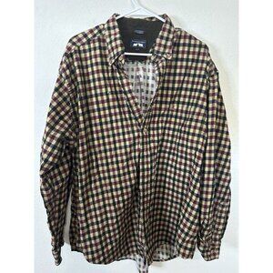Vintage Woods & Gray Collared Shirt Plaid Long Sleeve Collared Dress Shirt XL